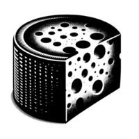 Black and White Illustration of a traditional Swiss Cheese vector