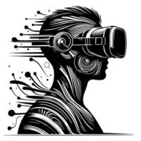 Black and White Illustration of VR Glasses Headset vector