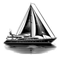 Black and White Illustration of a sailing boat vector