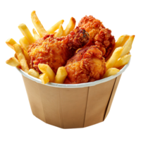 Fries with chicken wings on transparent Background png