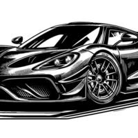 black and white illustration of a Hypercar Sports Car vector