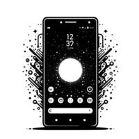 Black and White Illustration of a Smartphone iphone vector