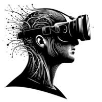 Black and White Illustration of VR Glasses Headset vector