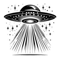 Black and White Illustration of an UFO Flying Saucer vector