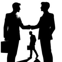 Black and white Illustration of a Handshake bewtween two Business Men in Suits vector