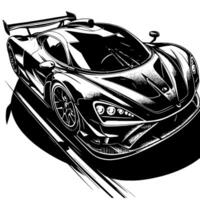 black and white illustration of a Hypercar Sports Car vector