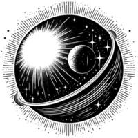 Black and White Illustration of the sun vector