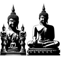 negro y blanco ilustración de un Buda estatua símbolo vector