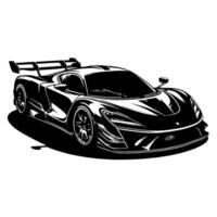 black and white illustration of a Hypercar Sports Car vector