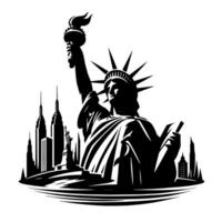 Black and White Illustration of the Statue of Liberty Sightseeing in New York City vector