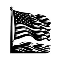 Black and White Illustration of the USA Flag vector