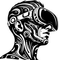 Black and White Illustration of VR Glasses Headset vector