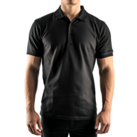 Man Black polo shirt on isolated transparent background png