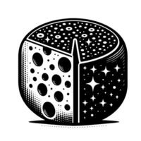 Black and White Illustration of a traditional Swiss Cheese vector