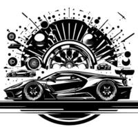 black and white illustration of a Hypercar Sports Car vector