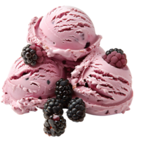 Blackberry cheesecake ice cream on isolated transparent background png