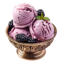 Blackberry cheesecake ice cream on isolated transparent background png