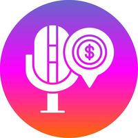 Finanzas podcast glifo degradado circulo icono diseño vector