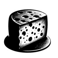 Black and White Illustration of a traditional Swiss Cheese vector