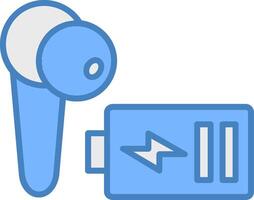 Earbud Line Filled Blue Icon vector