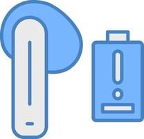 Earbud Line Filled Blue Icon vector