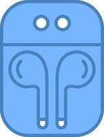 Earbuds Line Filled Blue Icon vector