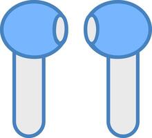 Earbuds Line Filled Blue Icon vector