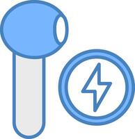 Earbud Line Filled Blue Icon vector