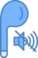 Earbud Line Filled Blue Icon vector