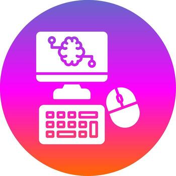 computadora glifo degradado circulo icono diseño vector