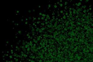 Dark green flying four leaf clovers abstract background vector