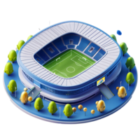 Beautiful 3d isometric stadium on isolated transparent background png