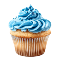 Blue icing fantasy cupcake on isolated transparent background png