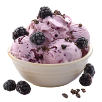 Blackberry cheesecake ice cream on isolated transparent background png