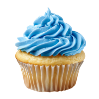 Blue icing fantasy cupcake on isolated transparent background png