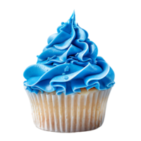 Blue icing fantasy cupcake on isolated transparent background png