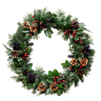 Christmas wreath on isolated transparent background png