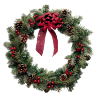 Christmas wreath on isolated transparent background png