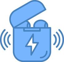 Earbuds Line Filled Blue Icon vector