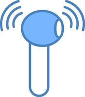 auricular línea lleno azul icono vector