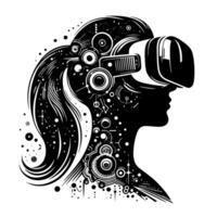 Black and White Illustration of VR Glasses Headset vector