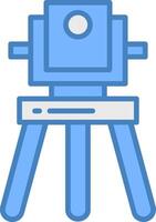 Theodolite Line Filled Blue Icon vector