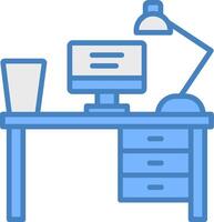 Work Table Line Filled Blue Icon vector