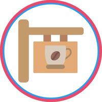 Cafe Signage Flat Circle Icon vector