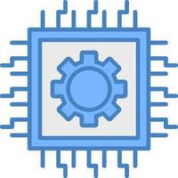 Processor Line Filled Blue Icon vector