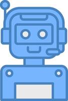 robot línea lleno azul icono vector