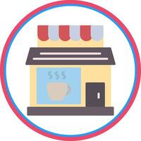 café tienda plano circulo icono vector