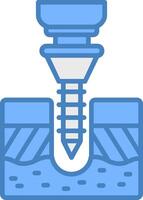 Drilling Line Filled Blue Icon vector