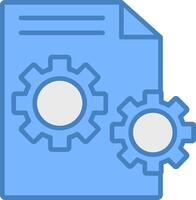 Cogs Line Filled Blue Icon vector