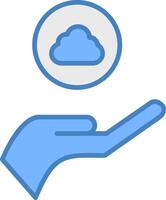 Cloud Line Filled Blue Icon vector